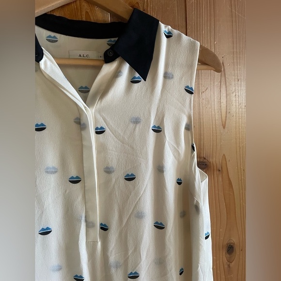 A.L.C. Reese Lips Print Silk Dress size 8 - Picture 5 of 9